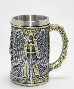 Savaşçı Melek Kanatlı 3D Kabartmalı Paslanmaz Çelik Kupa SPR4384