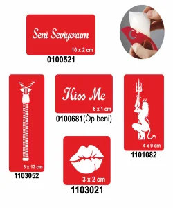 Seni Seviyorum 5li Set Geçici Dövme Kına Şablonu