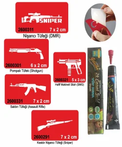 Silah Desen Serisi Hint Kınası ile Geçici Dövme Yapma Seti