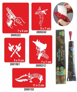 Silah Desenleri Hint Kınası ile Geçici Dövme Yapma Seti