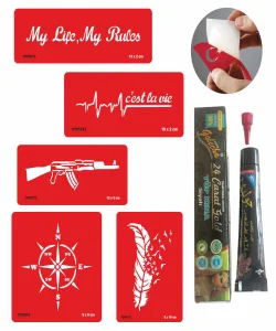 Slogan Rota Desenleri Hint Kınası ile Geçici Dövme Yapma Seti