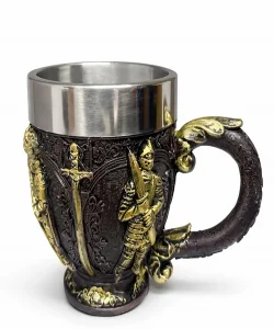 Şövalye Kabartmalı 3D Paslanmaz Çelik Kupa Bardak SPR4476