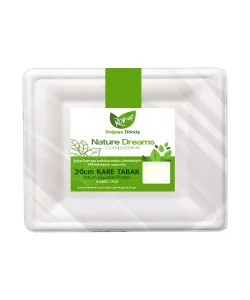 Supertrend Doğa Dostu Kare Karton Tabak 20cm 6lı