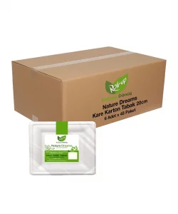 Supertrend Doğaya Dönüşümlü Kare Karton Tabak 20cm 6 Adet x 48 Paket (Koli)