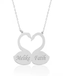 Supertrend Gümüş Aşık Kuğular Plaka Kolye