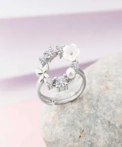 Supertrend Gümüş Ayarlanabilir Manolya Çiçeği Kadın Yüzük