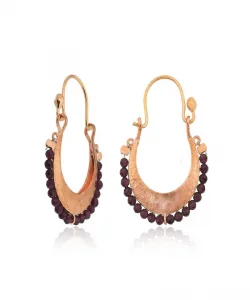 Supertrend Gümüş Bordo Taşlı Bohem Küpe