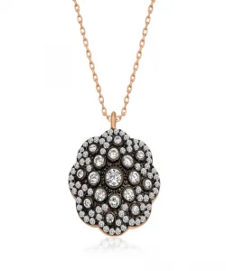 Supertrend Gümüş Çiçek Desenli Elmas Montür Kolye