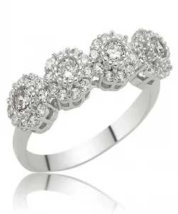 Supertrend Gümüş Çiçekli 5 Taş Bayan Yüzük