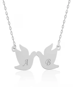 Supertrend Gümüş Çifte Kumrular Harf Yazılı Kolye