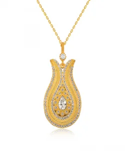 Supertrend Gümüş Damla Taşlı Lale Bayan Kolye