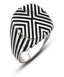 Supertrend Gümüş Desenli Erkek Yüzük