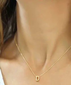 Supertrend Gümüş Gold 3 Boyutlu D Harf Bayan Kolye