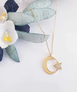 Supertrend Gümüş Gold Ay Yıldız Kadın Kolye