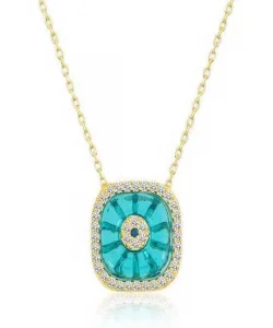 Supertrend Gümüş Gold Kare Camgöz Nazar Bayan Kolye