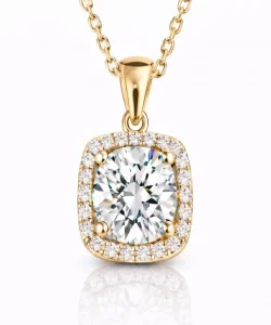 Supertrend Gümüş Gold Kare Montür Tek Taş Kolye