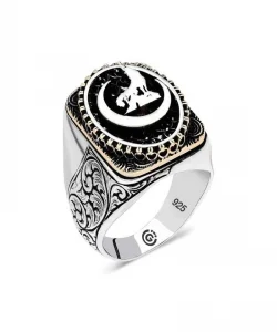 Supertrend Gümüş Hilal Bozkurt Oval Erkek Yüzük