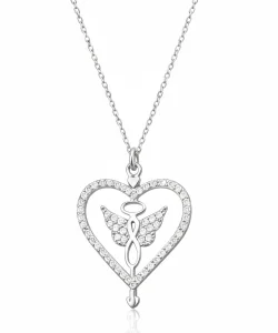 Supertrend Gümüş Kalp İçinde Kanatlı Sonsuzluk Kolye