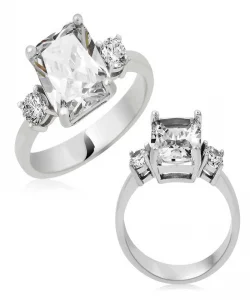 Supertrend Gümüş Kare Montür Üç Taş Bayan Yüzük