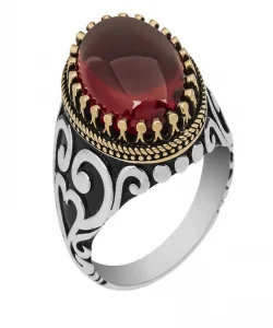 Supertrend Gümüş Kırmızı Zirkon Taşlı Erkek Yüzük