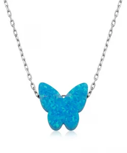 Supertrend Gümüş Mavi Opal Taş Kelebek Bayan Kolye