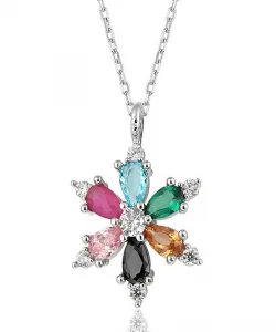 Supertrend Gümüş Mix Taşlı Lotus Çiçeği Kadın Kolye