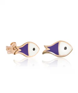 Supertrend Gümüş Mor Balık Küpe