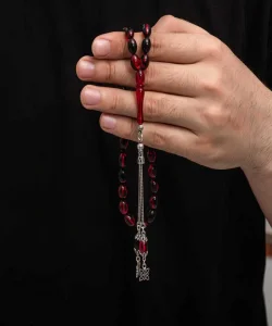 Supertrend Gümüş Püskül Sıkma Kehribar Tesbih