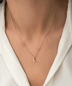 Supertrend Gümüş Rose 3 Boyutlu L Harf Bayan Kolye