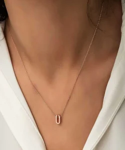 Supertrend Gümüş Rose 3 Boyutlu Ü Harf Bayan Kolye