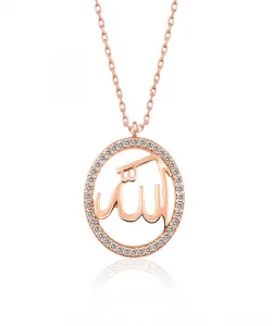 Supertrend Gümüş Rose Arapça Allah Yazılı Bayan Kolye