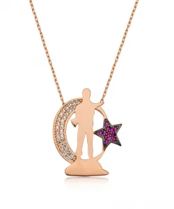 Supertrend Gümüş Rose Ay Yıldız Asker Bayan Kolye