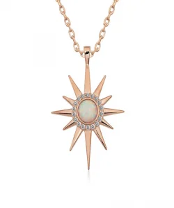 Supertrend ​gümüş Rose Beyaz Opal Taşlı Kutup Yıldızı Kolye