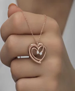 Supertrend Gümüş Rose Birleşmiş Kalpler Kadın Kolye