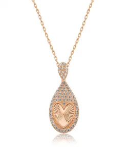 Supertrend Gümüş Rose Damla Kalp Bayan Kolye