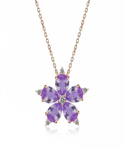 Supertrend Gümüş Rose Lila Kamelya Çiçeği Kolye