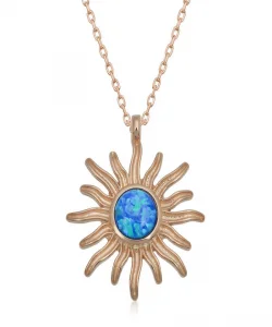 Supertrend ​gümüş Rose Mavi Opal Taşlı Güneş Kadın Kolye