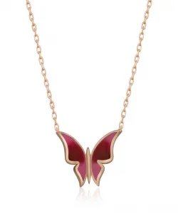 Supertrend Gümüş Rose Minimal Kelebek Bayan Kolye
