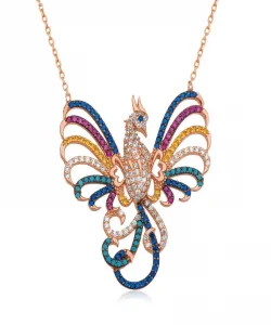 Supertrend Gümüş Rose Zümrüdü Anka Kuşu Bayan Kolye