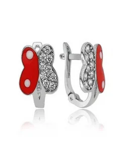 Supertrend Gümüş Taşlı Kırmızı Kelebek Küpe