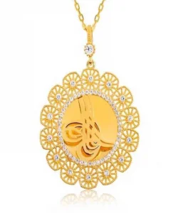 Supertrend Gümüş Tuğralı Altın Kaplama Bayan Kolye