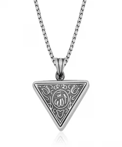 Supertrend Gümüş Üçgen Allah Yazılı Cevşen Dualı Kolye