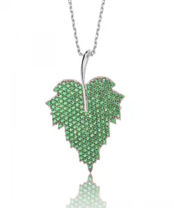 Supertrend Gümüş Yeşil Yaprak Bayan Kolye