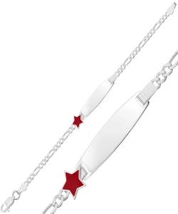 Supertrend Kişiye Özel Kırmızı Yıldız Figürlü Gümüş Çocuk Künyesi