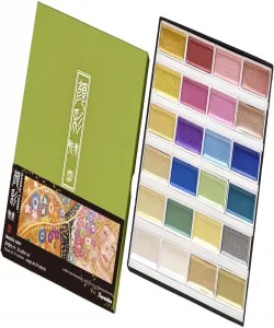 Supertrend Kuretake Gansai Tambi Metallic Colors Yaldız Tablet Sulu Boya Seti 24 Renk Set 1
