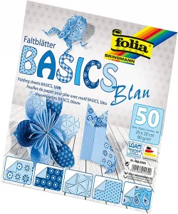 Supertrend Origami Kağıdı 20x20 cm. 5 Desen 50 Yaprak Basic Mavi