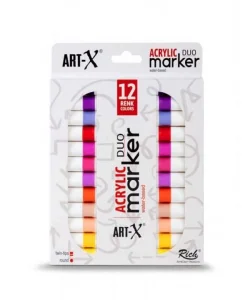 Supertrend Supertrend Acrylic Duo Marker Çift Uçlu Su Bazlı Akrilik Boyama Markörü Seti 12 Renk Energy Series