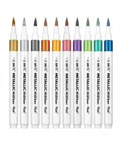 Supertrend Supertrend Acrylic Duo Metallic Marker Çift Uçlu Yaldızlı Su Bazlı Akrilik Boyama Markörü Seti 10 RENK