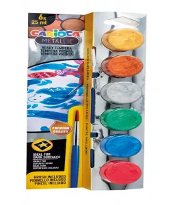 Supertrend Tempera Yıkanabilir Poster Boya 25 ml. x 6 Metalik Renk Fırçalı Set
