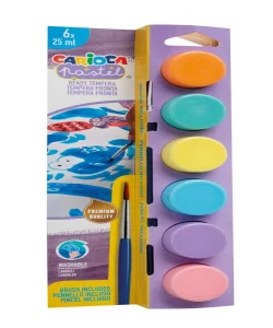Supertrend Tempera Yıkanabilir Poster Boya 25 ml. x 6 Pastel Renk Fırçalı Set
